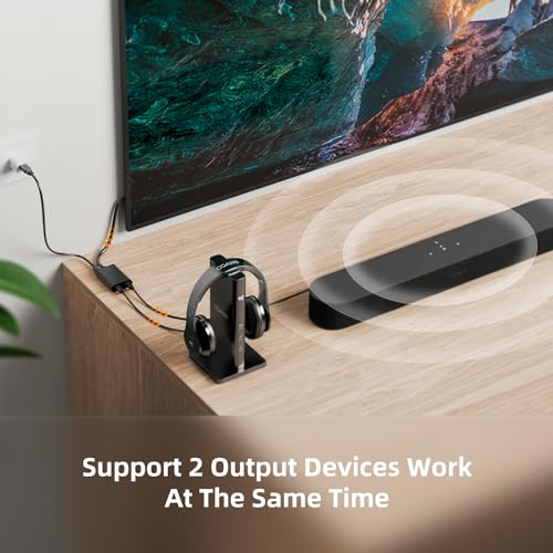 ANDTOBO 【Upgraded Digital Toslink Fiber Optical Splitter 1 in 2 Out Audio Adapter Cable【Signal Enhancement】 for Television