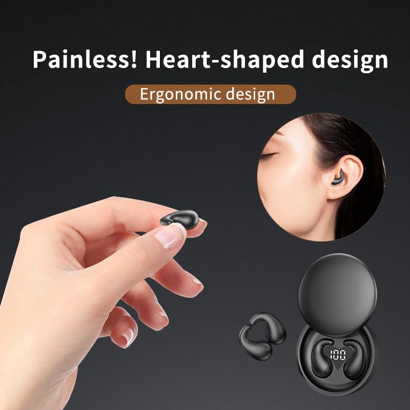 Mini Invisible Earbuds Bluetooth 5.4,Sleep Earbuds for Side Sleepers, Mini Noise Blocking Sleep Earphones,Sleep Friendly Side Sleeping Earphones, for Work (Black) - color: Black