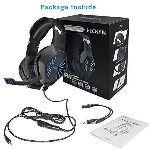 PECHAM 3.5MM Gaming Headset with Mic for Xbox One, PS4, PC,Smart Phone, Laptops, Computer-Noise Reduction Game Earphone - Surround Sound