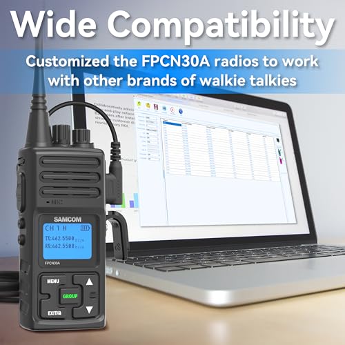 SAMCOM Upgraded Frequency FPCN30A Walkie Talkies for Adults Long Range | with Earpiece 24-Hour Battery Life,Programmable, 5W High Power, Dual PTT, Group Call, for Business Construction,2Pack