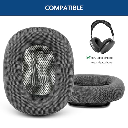GEVO Upgraded Ear Cushions Replacement Earpads for AirPods Max 1 & 2 Headphones, Mesh Fabric Ear Pads Ear Covers Cups with Memory Foam and Magnet for AirPods Max 1 & 2 (Space Gray) - color: Space Gray
