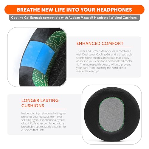 WC Freeze Maxwell Gen 1 - Cooling Gel Earpads for Audeze Maxwell 1 | Made by Wicked Cushions | Elevate Comfort, Durability, Thickness & Sound Isolation for Gaming | Emerald Tide - color: Emerald Tide