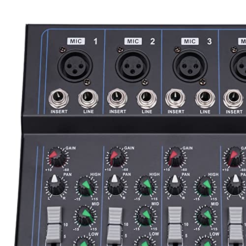 Portable Audio Mixer 7-channel Mixer with 6 Music Modes Three-band Equalization Bluetooth Mixer Dj Mixer, Interface|USB|Bluetooth Connectivity,48V Phantom Power,Monitor Function (5 microphone input)