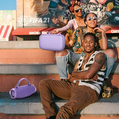 ANKHOH Hard Travel Case for JBL Charge 6 Speaker with Shoulder Strap | Fixed tray, elastic strap and zippered mesh pocket organize the speaker, charger and cables, Black, Case Only - color: Purple