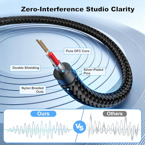 New Bee XLR Cable 10ft 2-Pack Male to Female Microphone Cable | Balanced 3 Pin, Nylon Braided, for Studio Recording, Mixing, Powered Speakers & Audio Interface - size: 10 Feet