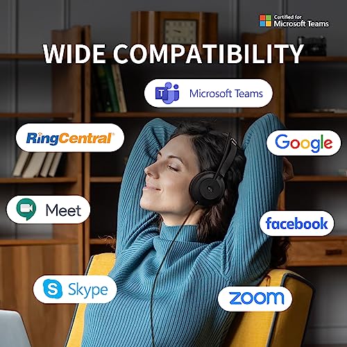Yealink UH37 Wired USB-A Headset with Noise Cancelling Mic for PC Computer | Mono Work Headset with Microphone Professional Office Call Center Headphone Teams Certified Compatible with Teams Zoom