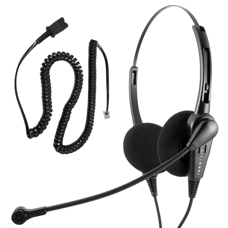 INNOTALK - Cisco Phone Headset, Classic Binaural Wired Headset with Microphone & Quick Disconnect RJ9 Adapter for Most Cisco Phones, Wired Headphones, Cost Effective Corded Headset - size: Classic-Binaural