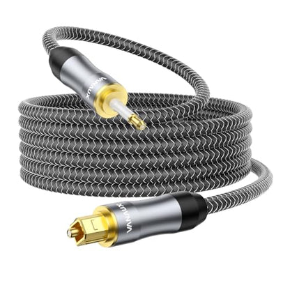 VANAUX Toslink to Mini Toslink Digital Optical Cable,S/PDIF Fiber Optic Audio Cable,24K Gold Plated for TV,Soundbars,Stereo Systems【Not A 3.5mm Auxiliary Plug】(20ft/6m) - size: 20 ft