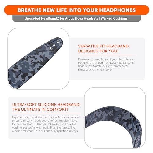 WC HeadbandZ Arctis Nova - Silicone Headband for Arctis Nova Headsets | Made by Wicked Cushions | Enhanced Flexibility, Comfort & Style, Matching Earpad Designs | Black camo - color: Black camo