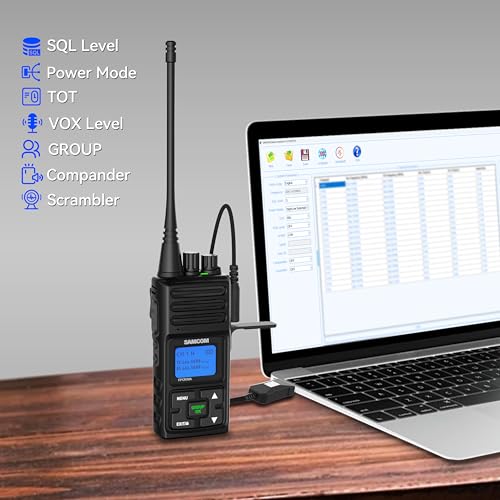 SAMCOM FPCN30A Radios Walkie Talkies Long Range Business Commercial Professional UHF 2 Way Radios Two-Way Radio(6 Pack) with 6 Way Multi Gang Charger & Earpieces | for Jobsite Construction School,5W High Power,One Button Group Call,Programmable, Business,