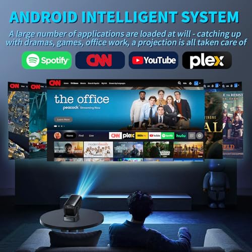 Projector [Auto Focus & Native 1080P & Built-in Apps] Mini Portable Projector 1080P, 4K Full HD with WiFi 6 & Bluetooth 5.4, Auto Focus & Keystone, 270° Rotatable, Compatible with Phone/HDMI/USB,Black - color: Obsidian Black