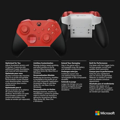 Xbox Elite Series 2 Core Wireless Gaming Controller – Red – Xbox Series X|S, Xbox One, Windows PC, Android, and iOS - color: Red