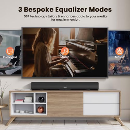BESTISAN 100 Watt 40 Inch TV Sound Bar, Home Theater System Wired and Wireless Soundbar Speaker(Bluetooth 5.0, 105dB, Dsp Audio, Bass Adjustable, Wall Mountable) - color: 40 inch black