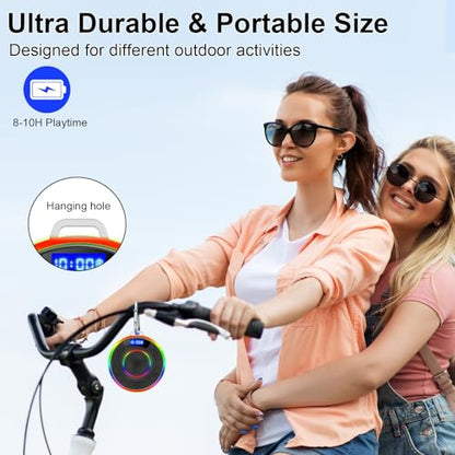 Shower Bluetooth Speaker IPX7 Waterproof, Portable Bluetooth Speakers with Suction Cup and Time Display, Crystal Sound&Bass LED Light 1100mAh, Wireless Shower Speaker for Outdoor/Kayak/ Gifts/Beach - color: Black