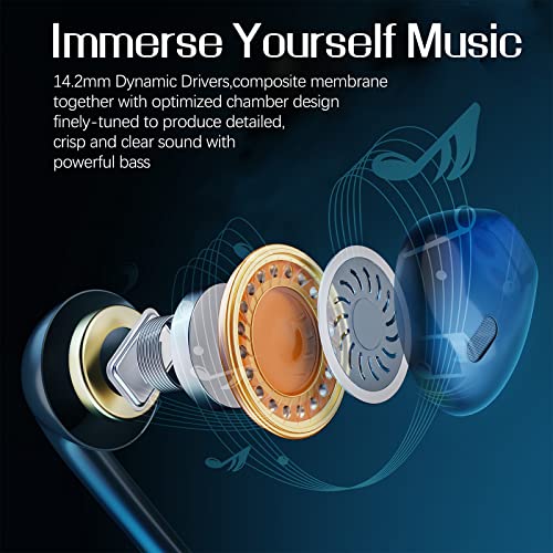 USB Earbuds with Microphone for PC Wired, 2M/6.5ft USB-A Headset Headphone | Mute Function,For PC Computer Laptop PS4 PS5 Notebook Desktop,For Office Zoom meeting online course,Dark Green,Lightweight