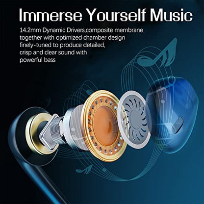 USB Earbuds with Microphone for PC Wired, 2M/6.5ft USB-A Headset Headphone | Mute Function,For PC Computer Laptop PS4 PS5 Notebook Desktop,For Office Zoom meeting online course,Dark Green,Lightweight
