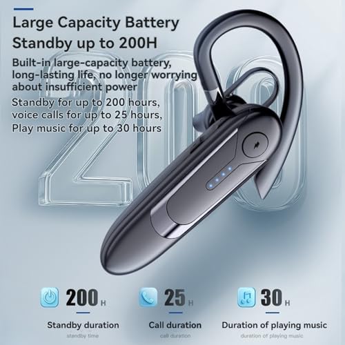 Bluetooth Headset, Single-Ear Wireless Earpiece