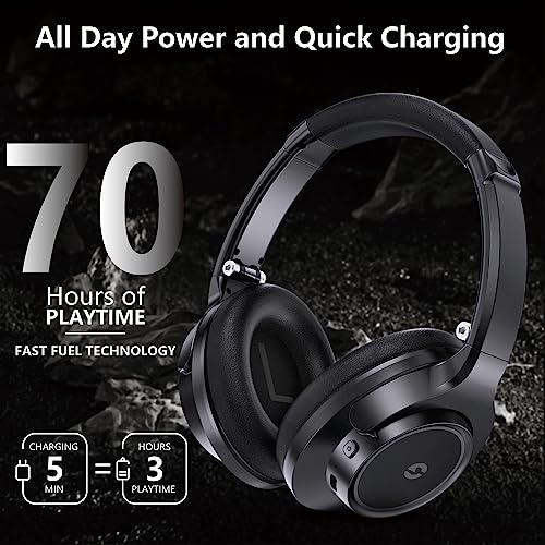 Wireless Headphones Over Ear, 70H Playtime Headphone Wireless Bluetooth 5.1,3EQ Modes & HiFi Stereo Bluetooth Headset with Deep Bass, Foldable Lightweight Headphones with Microphone for Travel/Work