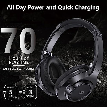 Wireless Headphones Over Ear, 70H Playtime Headphone Wireless Bluetooth 5.1,3EQ Modes & HiFi Stereo Bluetooth Headset with Deep Bass, Foldable Lightweight Headphones with Microphone for Travel/Work