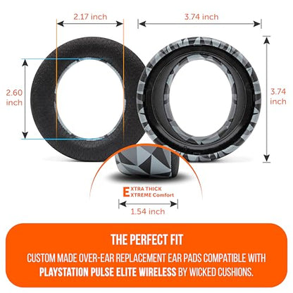 WC Freeze Pulse Elite - Cooling Gel Earpads for PS5 Pulse Elite | Made by Wicked Cushions | Thicker Cushion & Wider Opening | Geo Grey - color: Geo Grey