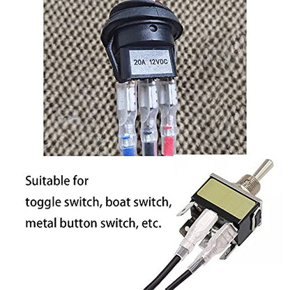 30pcs 4.8mm Spade Crimp Terminal, Female Electrical Insulated Terminals with 20cm 16AWG Cable,Spade Quick Connectors with Insulating Sleeve,30packs - size: 4.8mm Spade Terminal