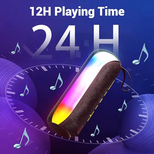 T&G Bluetooth Speaker RGB Lights, 15W Loud Stereo Sound | IPX5 Waterproof Shower Speaker, 24H Battery Portable for Outdoor Party Beach Pool - color: Red