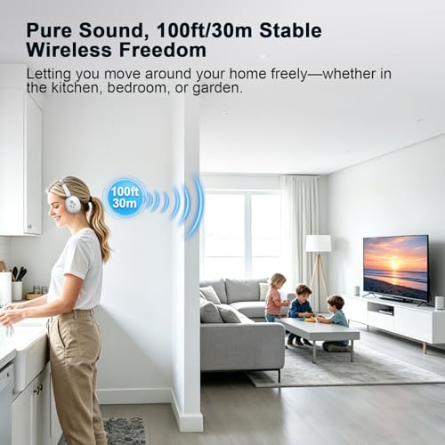 Wireless Headphones for TV, TV Headphones Wireless for Seniors with Transmitter Charging Base, 3 Audio Modes & Low Latency & Blutooth 5.4, Bluetooth Headphones for TV Watching, Gifts for Elderly