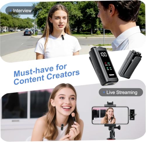 Wireless Lavalier Microphone for Phone Laptop Camera | Lightning & USB C Mic for iPhone, 24H Charging Case,Plug &Play Noise Reduction Mini Mic for Video Recording, Vlogging