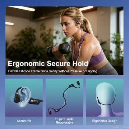 Open Ear Headphones, Bluetooth 5.4 Running Headphones with Mic, 22g Ultra Lightweight, 14H Battery & IPX5 Waterproof, Secure Fit Sports Headphones for Running Cycling Gym Walking