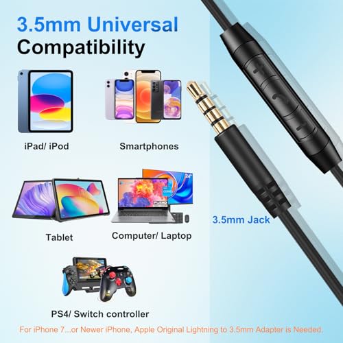 3.5mm to 2.5mm Audio Cable Replacement Cord for Bose Headphones Aux Wire | In-line Mic, Volume Control, Work for Bose NC700 QuietComfort Ultra 45 QC45 QC35II QC35 QC25 JBL Tune 720BT 660NC 670NC 770NC