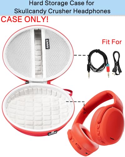 Hard Travel Carrying Case Compatible with Skullcandy Crusher Over-Ear Headphones. (Case Only, Not Include The Device) (Red) - color: Red