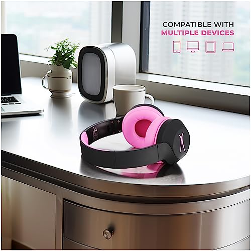 Altec Lansing Kid Safe Noise Cancelling Wireless Headphones 15H Battery, 85dB Volume Limit, Foldable Design Powerful Sound, Active Noise Cancellation Perfect for Kids Ages 7+ (Blackout Pop Pink) - color: Blackout Pop Pink
