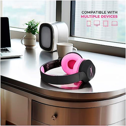 Altec Lansing Kid Safe Noise Cancelling Wireless Headphones 15H Battery, 85dB Volume Limit, Foldable Design Powerful Sound, Active Noise Cancellation Perfect for Kids Ages 7+ (Blackout Pop Pink) - color: Blackout Pop Pink