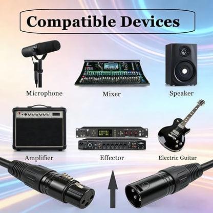 XLR Cables,Durable Male to Female Microphone Cable with Nickel-Plated 3-Pin for Studio & Live Sound & Speaker Systems & More (Black, 3FT) - size: 3 FT