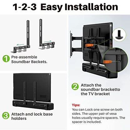 USX MOUNT Soundbar Mount Sound Bar TV Mount for Mounting Above or Under TV, Sound Bar Mount Up to 13.2 lbs, Two Removable and Lockable Hooks for Back or Bottom Holes - size: Soundbar Mount up to 13.2 lbs