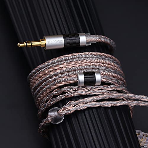 Linsoul Tripowin Jelly 16-Core Hybrid Mixed Conductor IEM Upgrade Cable | 21 Wires Per Core, OCC+Alloy Copper Graphene+OCC Mixed, Braided Wire for Audiophile Musician, 3.5mm, Recessed 2pin - size: Recessed 2-Pin, style: 3.5mm