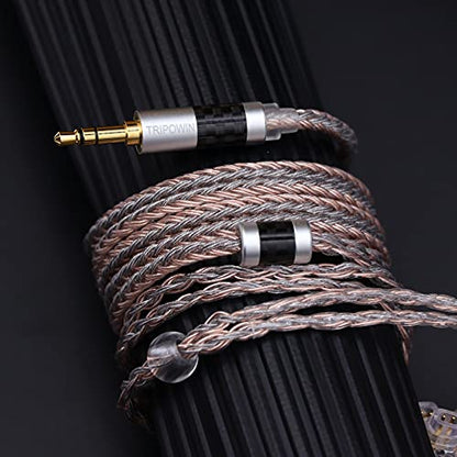 Linsoul Tripowin Jelly 16-Core Hybrid Mixed Conductor IEM Upgrade Cable | 21 Wires Per Core, OCC+Alloy Copper Graphene+OCC Mixed, Braided Wire for Audiophile Musician, 3.5mm, Recessed 2pin - size: Recessed 2-Pin, style: 3.5mm