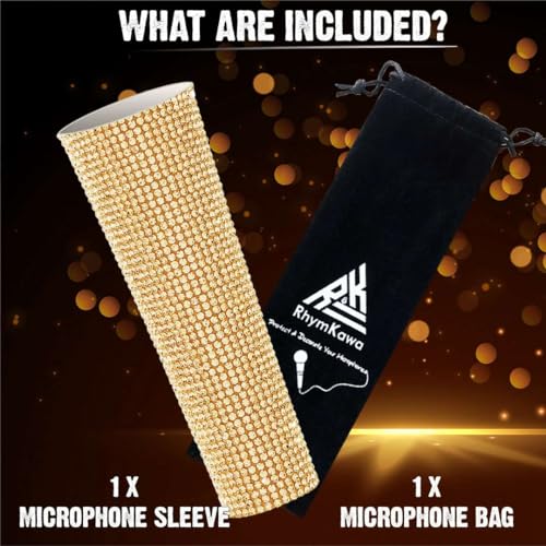SM58 Wired Microphone Cover Decorate Universal Mic SM58LC, Beta 58a, Glitter Rhinestones Sleeve Replacement Shining on Wedding Party