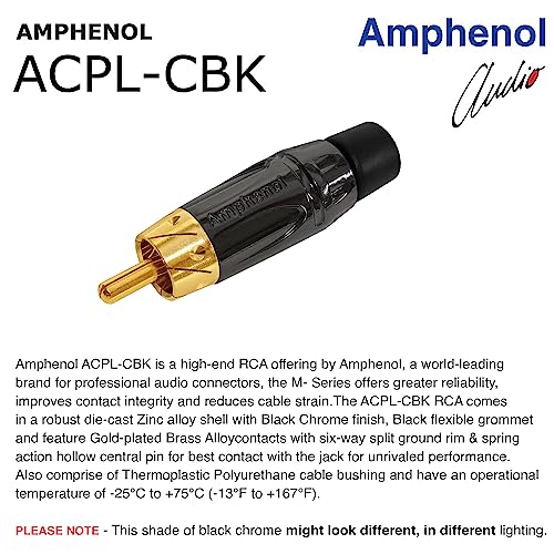 1.5 Foot RCA Cable Pair - Gotham GAC-4/1 (Black) Star-Quad Audio Interconnect Cable with Amphenol ACPL Black Chrome Body, Gold Plated RCA Connectors - Directional