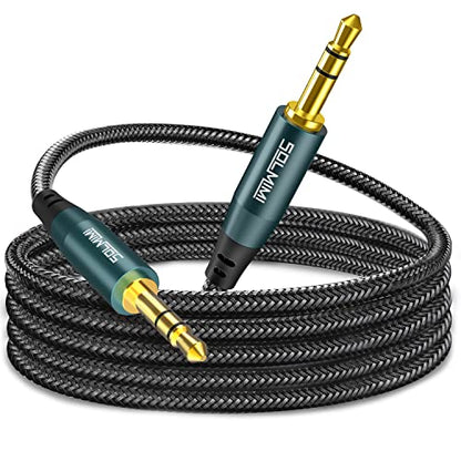 3.5mm Male to Male Stereo Audio Cable (8 Feet) Aux Cord for Car, Headphones, Home Stereos, Speakers, iPhone, iPad, iPod, Samsung Galaxy [Hi-Fi Sound, Nylon Braided]- Jade Green - size: 8 FT