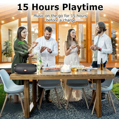 Outdoor Portable Bluetooth Speaker, IPX4 Waterproof Wireless Speakers, 5.0 Bluetooth Speakers, Powerful Sound, TWS Stereo Pairing Support TF Card, for Home/Party/Outdoor/Beach Black