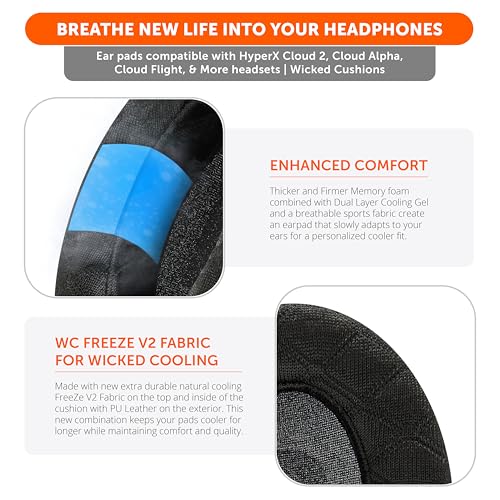 WC Freeze V2 Cloud - Angled Cooling Gel Earpads Compatible with HyperX Cloud Series by Wicked Cushions | Angled Pads for Extreme Comfort, New Freeze V2 Cooling Fabric, Extra Thick | Red Camo - color: Red Camo