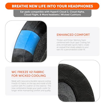 WC Freeze V2 Cloud - Angled Cooling Gel Earpads Compatible with HyperX Cloud Series by Wicked Cushions | Angled Pads for Extreme Comfort, New Freeze V2 Cooling Fabric, Extra Thick | Red Camo - color: Red Camo