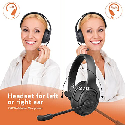 EKSA Noise Cancelling Trucker Bluetooth Headset with Microphone for Trucker | Wireless AI-Powered ENC Headphones, 99ft Long Range, 30H of Talk Time, All-Day Comfort On Ear Headsets Mute Button - style: Trucker Headset with ENC Mic