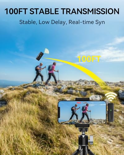 PILSAMAS Wireless Lavalier Microphone for iPhone, USB C Mini Microphone - 2 Pack, 48khz 32bit, 100ft, Noise Canceling Wireless Lav Mic for iPhone 1516, Video Recording, Streaming