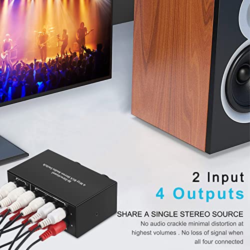 4-Way Stereo Audio Switcher, Bi-Directional Audio Selector Box for Blu-ray Players or DVD Players Active Speakers (2In-4Out/4In-2Out) - style: 2In-4Out/ 4In-2Out Stereo Audio Switcher
