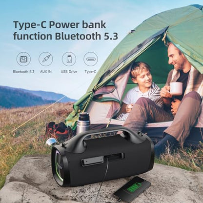 ZEALOT Bluetooth Speaker, 120W Booming Sound Speakers Wireless, Dual Pairing, XBass, 24000mAh, EQ,Fast Charge, Portable Outdoor Waterproof Speaker for Camping,Pool, Beach, and Party - color: black