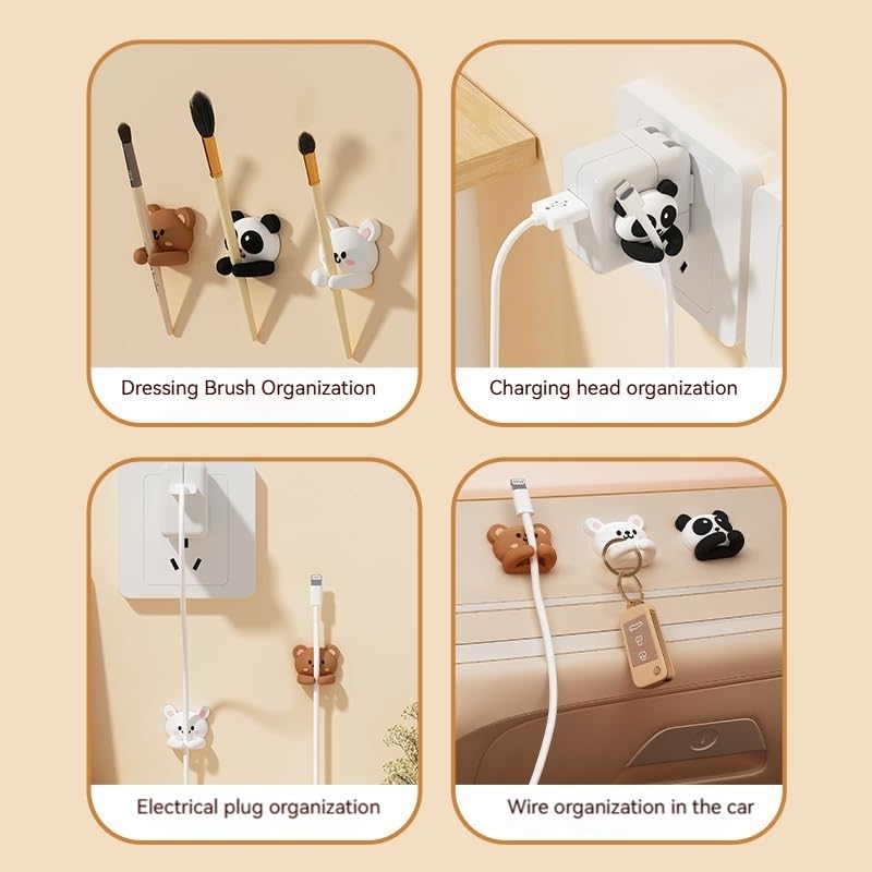 3Pcs, Cute Silicone Cable Clips, No-Nail Adhesive Wire Organizers for Desk, Multi-Purpose Fixer for Charger, Mouse and Headphone Cables, Suitable for Home, Office and Bedroom to Reduce Cable Clutter