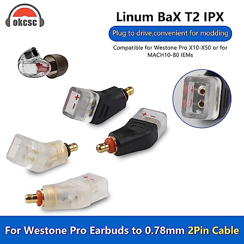 Westone Pro X10-X50 수 - 2핀 케이블용 어댑터, MACH10-80 또는 Linum BAX T2 헤드폰과 호환 가능, 무손실 사운드 품질, 헤드폰 컨버터 한 쌍, 블랙 - color: 블랙., size: 0.78mm