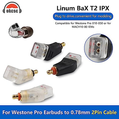 Westone Pro X10-X50 수 - 2핀 케이블용 어댑터, MACH10-80 또는 Linum BAX T2 헤드폰과 호환 가능, 무손실 사운드 품질, 헤드폰 컨버터 한 쌍, 블랙 - color: 블랙., size: 0.78mm